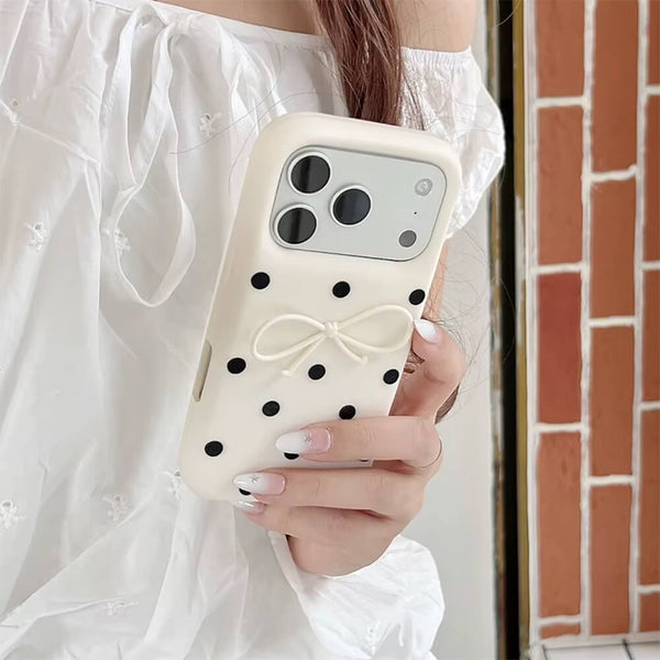 Coquette Polka Dot Bow iPhone Case